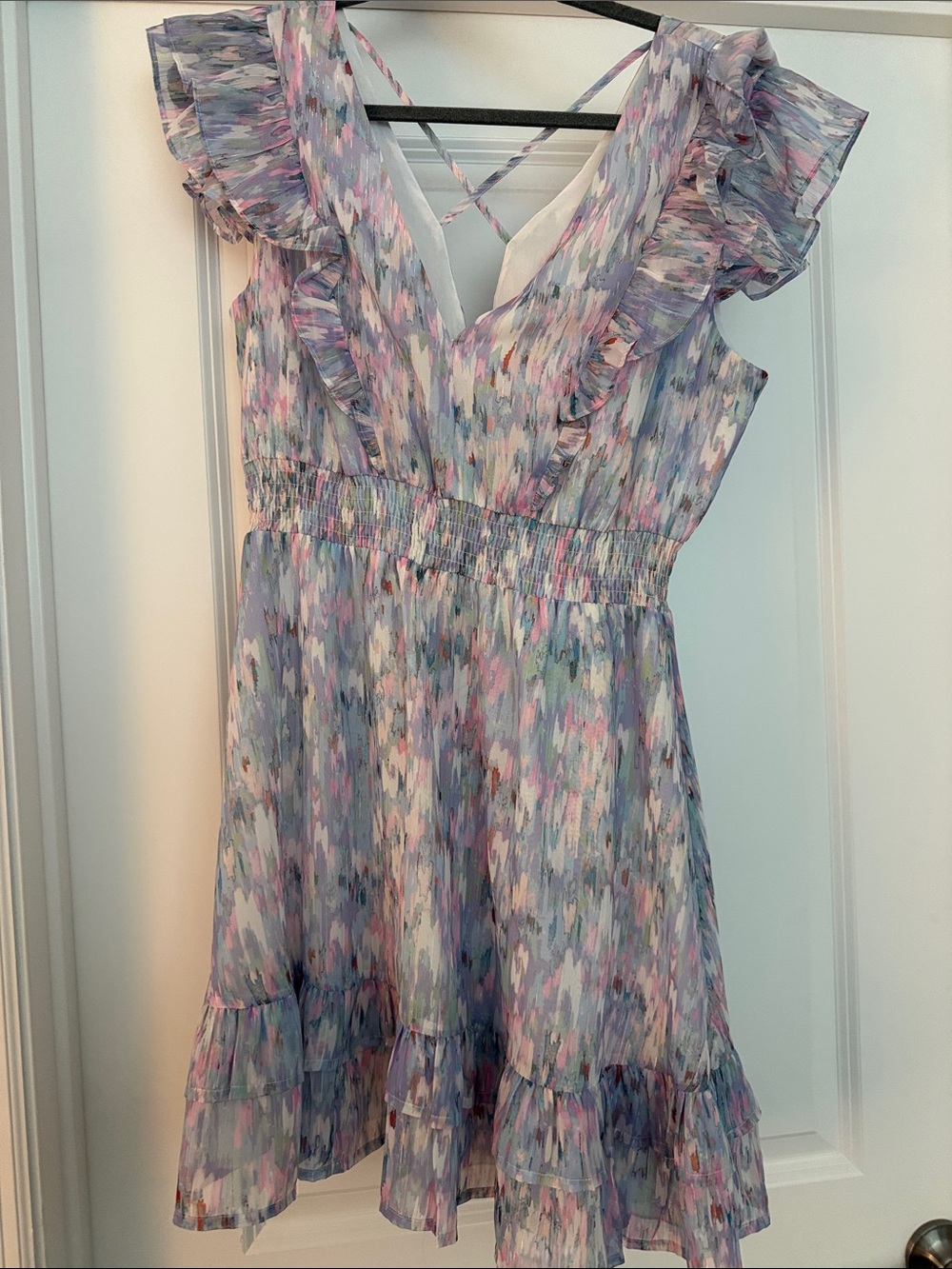 Aqua Pastel Multi-Color Ruffle V-Neck Sundress